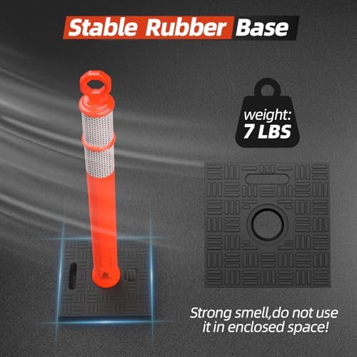 RoadHero 42 Inch Orange Traffic Delineator Post Cones with Base, 6 Pack