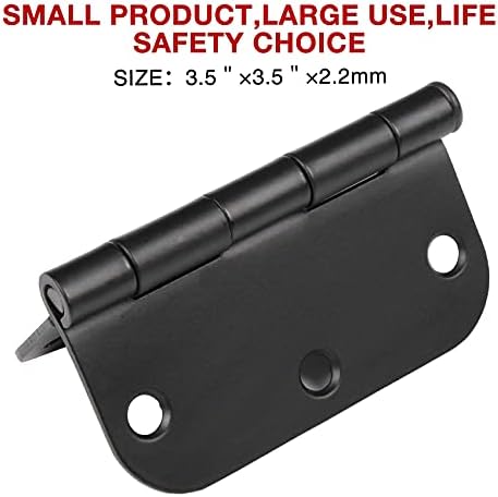 TDCHINGES Rounded Matte Black Door Hinges 3.5 Inch 5/8" Radius Flat 30 Pack