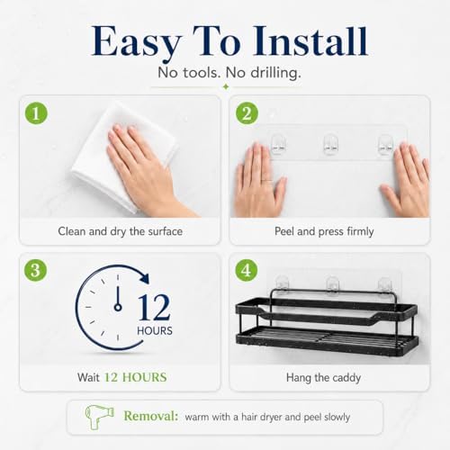 8 Pcs Adhesive Shower Caddy Replacement, Strong No Drill Adhesive Hooks
