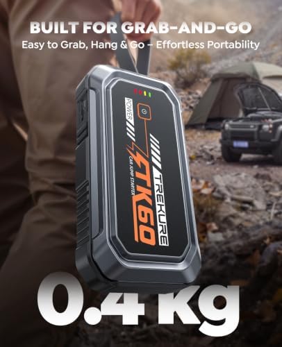 TREKURE Car Battery Jumper Starter Portable 5000A, Portable Car Jump Starter up to 10L Gas or 8L Diesel Engine, Jump Box, Jumper Cables for Car Battery, Magnetic Build, 2000LM Flashlight, Power Bank