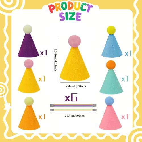 Mini Party Hats, Birthday Party Cone Hats Dolls Dog Cat Rabbit Puppies Assorted Animal Birthday