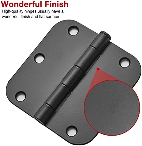 TDCHINGES Rounded Matte Black Door Hinges 3.5 Inch 5/8" Radius Flat 30 Pack