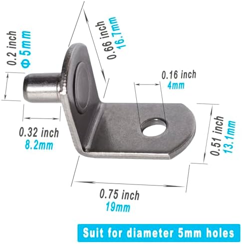 SDTWZW 5mm Shelf Pegs L-Shaped Cabinet Support Pins Bracket Style Clips