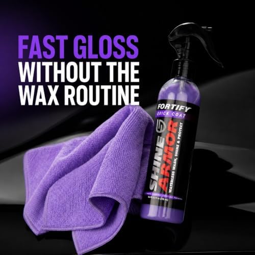 SHINE ARMOR Fortify Quick Coat - 8oz Ceramic Waterless Detailer Spray | 3-in-1 Wash, Wax & Nano-Ceramic Coating | Mirror Shine, Zero Streaks, No Dust Residue | 6-12 Month Protection | Made in USA