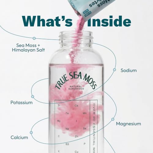 TrueSeaMoss Electrolytes Powder Concentrate Packets – 16 Stickpacks – Hydration Powder with Sea Moss and Potassium – No Sugar Drinks – Variety Pack