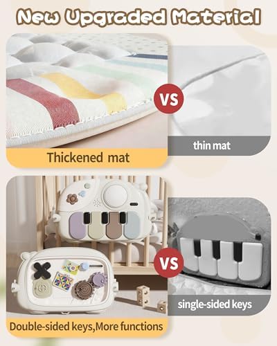 STACTCUTE Baby Play Mat Baby Toys with 5 Infant Sensory Toys
