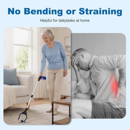 Reacher Grabber Pickup Tool, 32 Inch Grabber Reacher Tool for Seniors, Foldable Reaching Aid with 4.3 Inch Wide Jaw, Trash Picker Upper Grabber, Lightweight Mobility Aid for Elderly