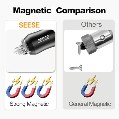 SEESE Strong Magnetic Screw Ring: 1/4 Inch/ 6.35 mm Universal Magnetic Screw Holder - Removable Magnetic Screwdriver Drill Bit Holder for Hex Screwdriver and Power Bits(2 Pcs)