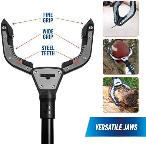 Unger Professional 42.5” Rugged Reacher Grabber Tool with Rotating Head, Outdoor Trash Picker Upper, Heavy Duty Claw Pickup, Durable Litter Yard Clean Up for Twigs, Lawn, and Garden Use