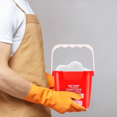 Matthew Red&Green&Blue Detergent and Sanitizing Cleaning Bucket 3 Quart Cleaning Pail,Set of 3 Square Containers,Built-In Spout w/Handle,Wash Rinse Sanitize Handwash Bucket,Incl.3Pcs Microfiber Cloths