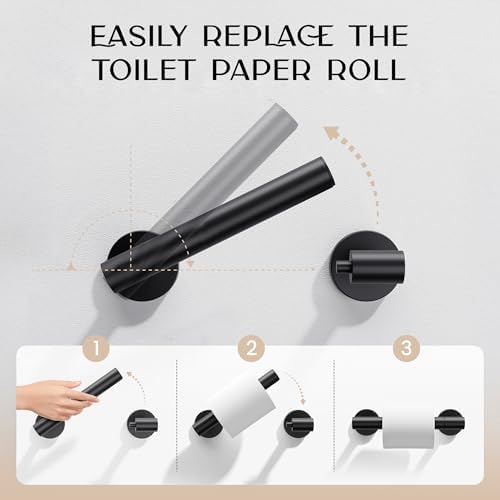 Day Moon™ - Matte Black Toilet Paper Holder Wall Mount - Modern Roll Holder