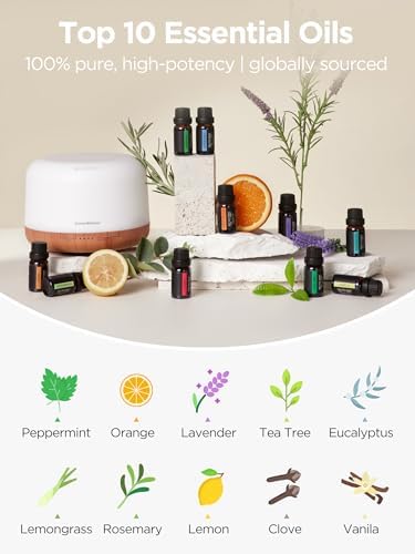 InnoGear 500ml Aromatherapy Diffuser for Home 10 Essential Oil Set, Yellow