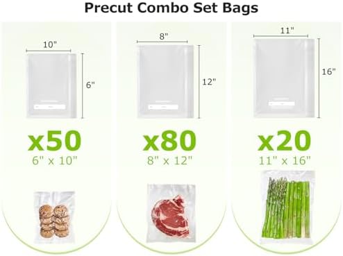 Bonsenkitchen Vacuum Sealer Bags, 150 Count, BPA Free, Food Storage