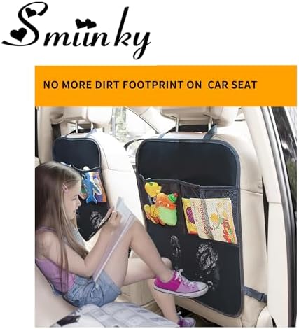 Kick Mats with Organizer -2 Pack Backseat Protector SeatCovers for Your Car, SUV, Minivan or Truck Seats - VehicleBack Seat Kids Safety Accessories -Universal Fit AutomotiveInterior Protectors
