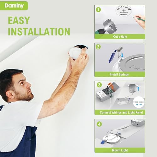 DAMINY 24 Pack 6 Inch LED Recessed Lighting, Canless Wafer Downlight, White