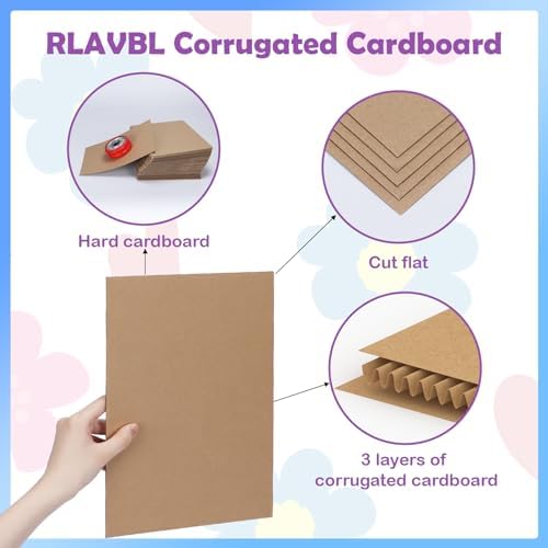 RLAVBL 50 Pack 8.5x11 Corrugated Cardboard Sheets, Flat Cardboard Inserts for Shipping, Mailing, Packing, DIY Crafts