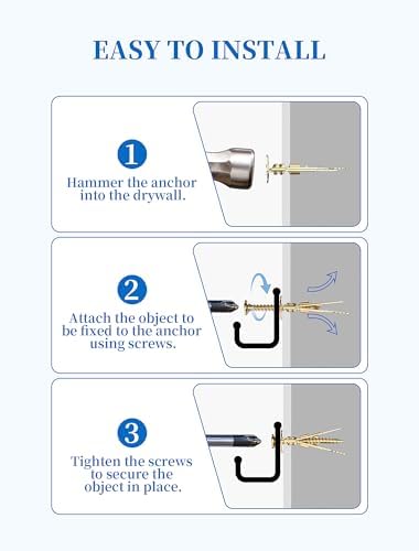 100 PCS Self Drilling Drywall Anchors with Screws Kit, Zinc Plated