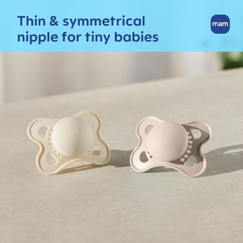 MAM Original Baby Pacifier 0-6 Mths, Skin Soft Silicone Nipple, 2 Pack