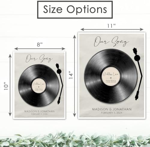 DREAM BIG PRINTABLES Customizable Couples Our Song Art Print | Personalized Wall Art with Your Favorite Song | Names and Date | Unique Romantic Gift for Anniversary | Wedding | or Valentine’s Day