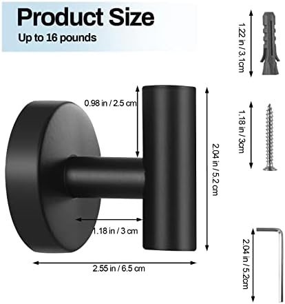 Kruodop Towel Hooks for Bathroom,2 Packs Wall Mount Towel Holder,Black Matte Wall Robe Hook,Stainless Steel Heavy Duty Door Hanger Towel Hook for Kitchen, Bedroom,Hotel,Pool,Coats(Drilling)