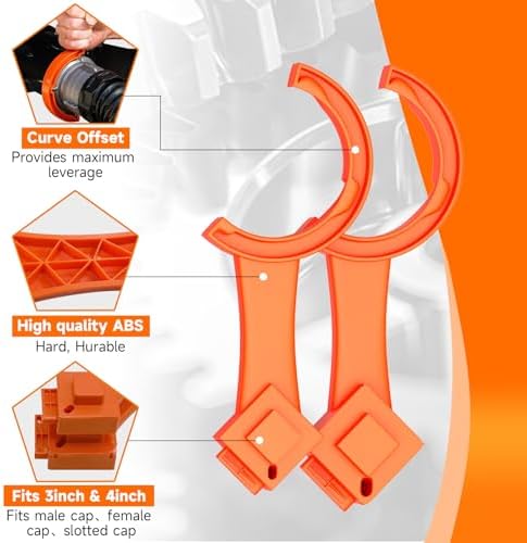 2 PCS RV Sewer Hose Wrench, Multi-Purpose Sewer Hose Connector Wrench for Connecting and Disconnecting Sewer Hoses, Fits 3-Inch and 4-Inch Male/Female RV Sewer Caps, RV Accessories