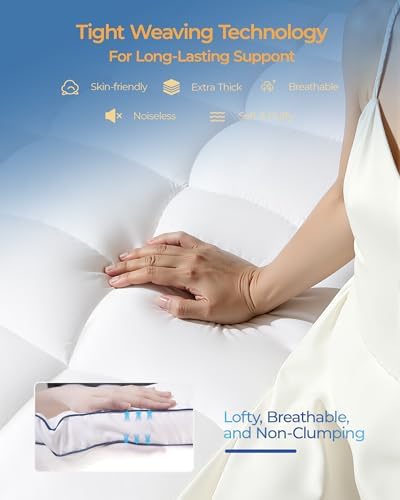 Kayfia Full Mattress Topper, Thick Mattress Pad for Back Pain Relief, White