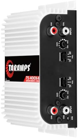 Taramps TS 400x4 400 watts RMS 4 Channels Full Range Car Audio Amplifier, 2 Bridged Channels, RCA Input Class D, Output Power, Multichannel Amplifier System, Small - TS400X4
