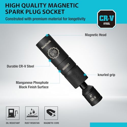 DURATECH 5/8" Swivel Magnetic Spark Plug Socket with Enhanced Magnetic Head