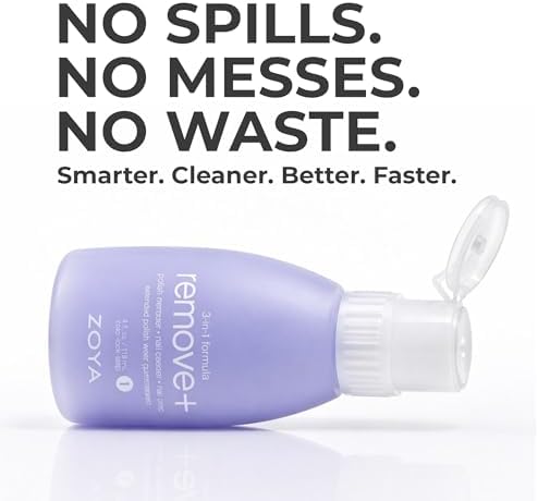 ZOYA Remove Plus Acetone Nail Polish Remover with Big Flipper Bottle, Powerful, Safe and Gentle, 3-in-1 Remover + Cleanser + Prep, Award-Winning Big10Free, 8 Fl Oz