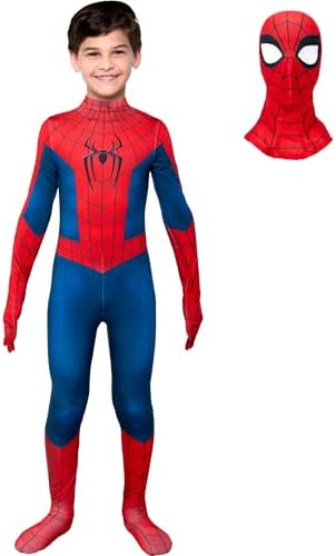MARVEL Spider-Man Brand New Day Official Youth Zentai Halloween Costume-Deluxe Two-Way Stretch Spandex with Zippers Openings