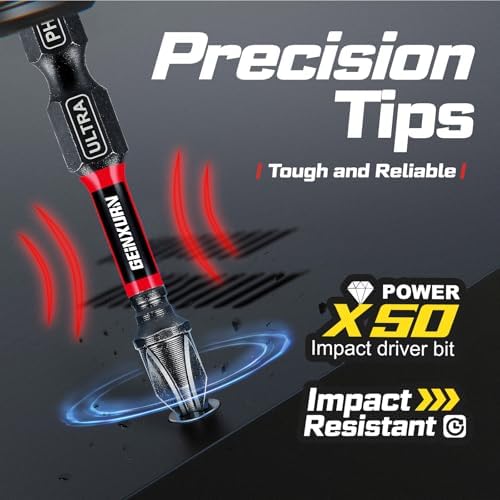 Geinxurn 82Pieces Impact Screwdriver Bits Set, Magnetic S2 Steel Phillips/Square/Torx/Hex Insert Power Bits Tips with Impact Bit Holder and Impact Nut Driver and Mini Wrench