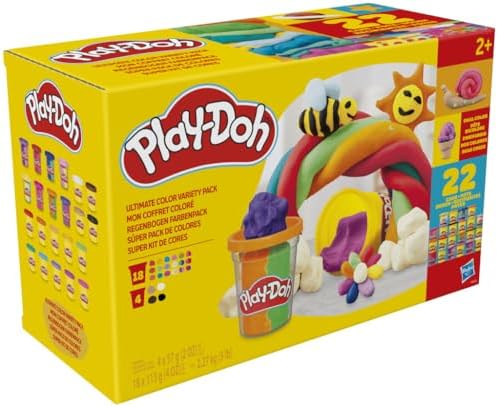 Play-Doh 22 Pack Ultimate Color Variety, Bulk Assorted Colors, 2 & 4 Ounce Modeling Compound Cans, Kids Arts & Crafts, Preschool Toys, Ages 2+ (Amazon Exclusive)