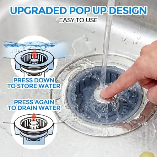 zaa 3 in 1 Kitchen Sink Drain Strainer Stopper Removable Basket Pop-Up