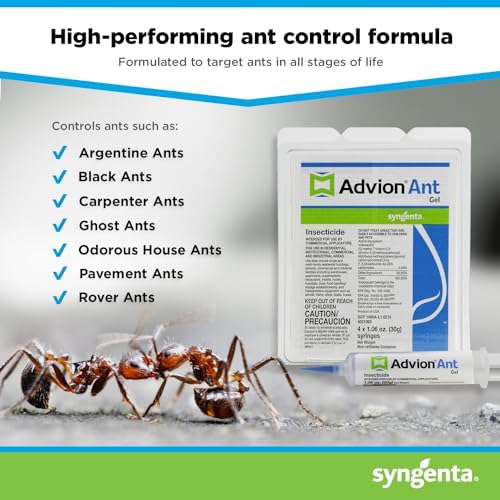 Advion Ant Gel Bait, 4 Tubes x 30-Grams, 4 Plungers and 4 Tips, Effective Bait, Formulated with 0.05% Indoxacarb, Indoor and Outdoor Use, Killer Gel for Control of Most Major Ant Species