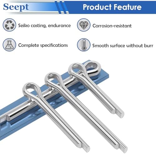 120Pcs Cotter Pins 304 Stainless Steel Cotter Pins Assortment Kit Tractor Pin Used for Hitch Pin Lock System, Trucks, Engine Repair in Towing Hitch Clips & Pins