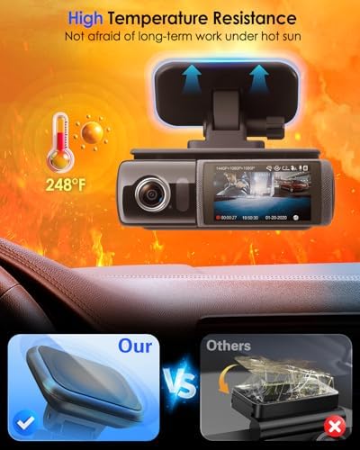 4Pcs Adhesive Sticky Pads for Dash Cam, Square High Heat Resistant Double-Sided Sticker Replacement Fit for Windshield Dashcam Mount, 2.83" Car Windscreen Window Glass Mounting Tape Heavy Duty