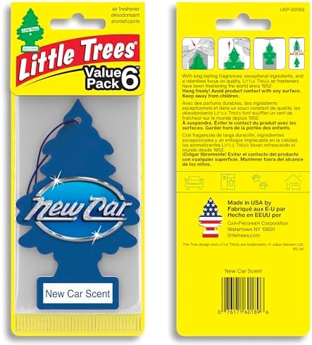 LITTLE TREES Car Air Freshener | Hanging Tree Provides Long Lasting Scent for Auto or Home | New Car Scent, 6-Packs (4 Count)