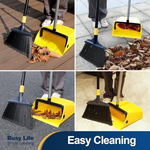 Yocada Commercial Broom and Dustpan Set with Comb Commercial Outdoor Indoor
