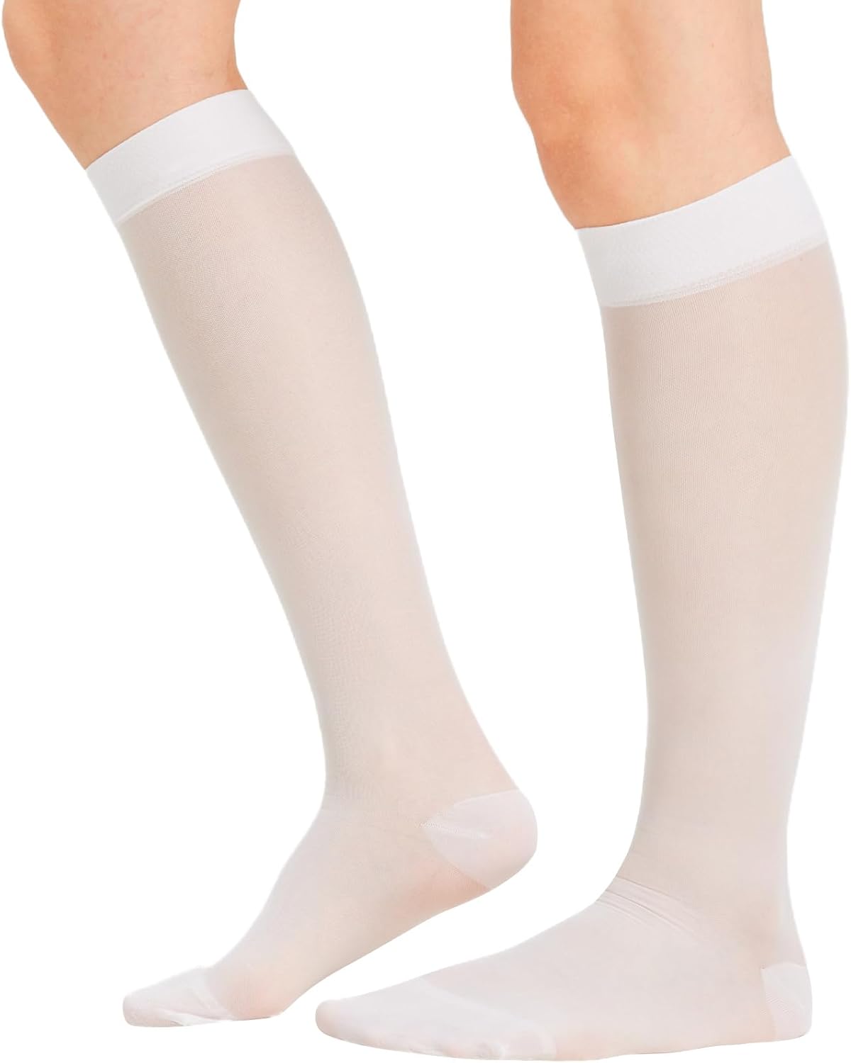 BSERA 2 Pairs Sheer Compression Socks for Women 15-20 mmHg Knee High
