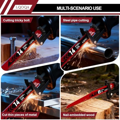 12-Piece Bi-Metal Reciprocating Saw Blade Set，Premium 6 & 8 & 9 Inch Wood & Metal Cutting Saw Blades withstorage Box，Long-Lasting Pruning Blades
