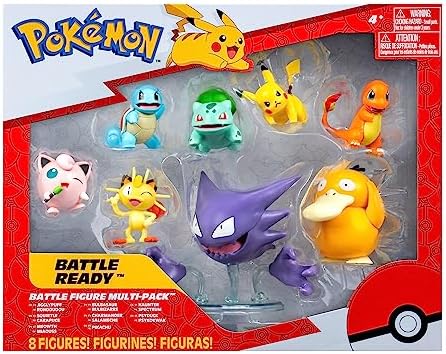 Pokemon Battle Figure 8 Pack - Six 2-Inch and Two 3-Inch Battle Ready Figures including Pikachu