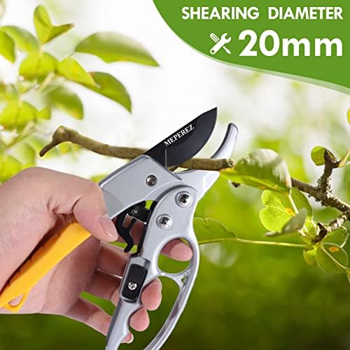 Germany Pruning Shears For Gardening, Arthritis Weak Hand Snips, 4x cutting power trimming, 1-Inch Cut Capacity Garden Clippers, Ergonomic handle, Rust resistant, high strength steel, Sharp