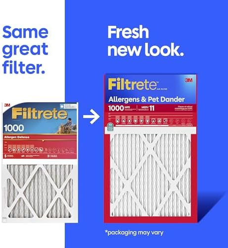 Filtrete 16x25x1 Air Filter, MERV 11, MPR 1000, Allergens & Pet Dander, 3-Month AC and Furnace Filters, Cleaner Air, Reliable Airflow, 4 HVAC Filters (Actual Size 15.68 x 24.68 x 0.81 in)