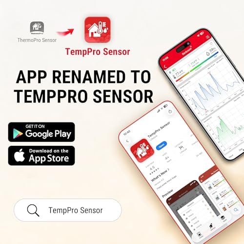 TempPro TempAir Bluetooth Thermometer Hygrometer, 260 ft Temperature Sensor