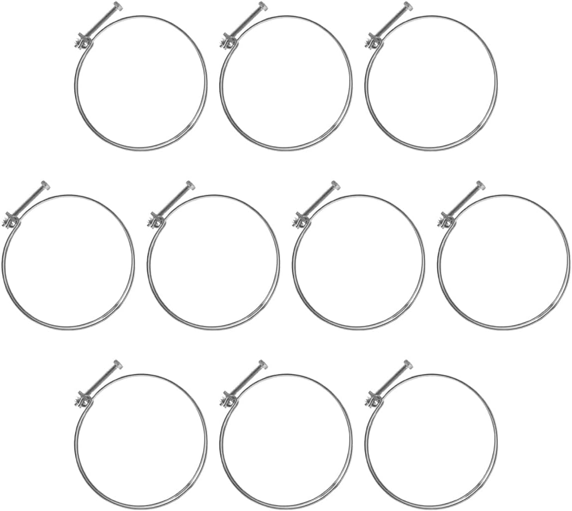 POWERTEC 70260 4 Inch Key Hose Clamp, Thumb Screw Key Adjustable Stainless Steel Hose Clamps for Dust Collection, Dust Collector and Dryer Vent Hose, Pipe Clamp, RV Clamp, Worm Gear Clamp, 10 pack