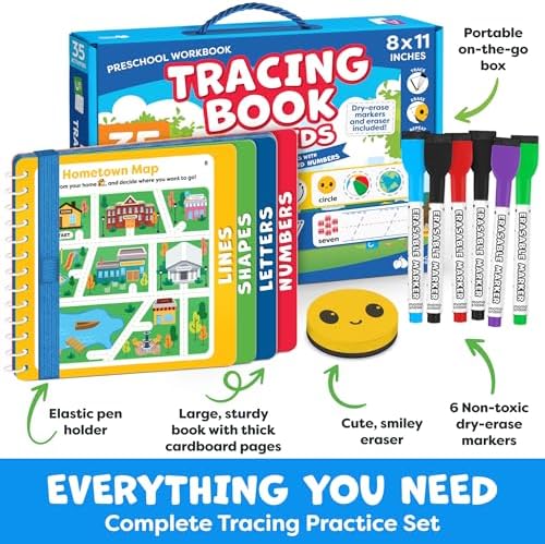 Tracing Books for Kids Ages 3-5 - Letter Tracing Activity Books for Kids Ages 3-5 - Preschool & Kindergarten Must Haves - Writing Practice & Learning Educational Toys for 3 Year Old