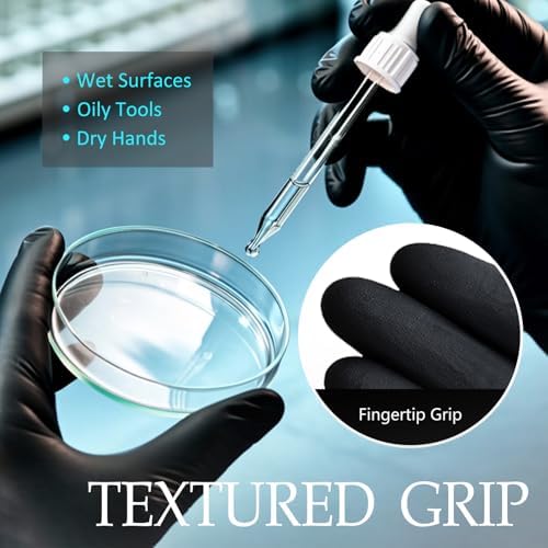 PROMEDIX P Black Disposable Nitrile Gloves, 6Mil 100 Pcs Food Safe Cooking Gloves Latex Free Rubber Gloves for Cleaning Exam