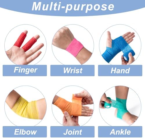 16 Pack Self Adhesive Bandage Wraps,2" X 5 Yards Elastic Bandage Wrap