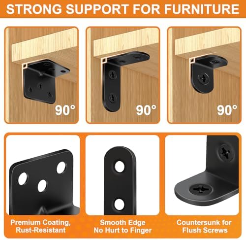 26 Pack L Bracket Corner Brace Kit, 3 Sizes Stainless Steel Corner Bracket