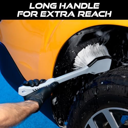 VIKING Wheel and Fender Cleaning Brush with Long Handle for Car Detailing